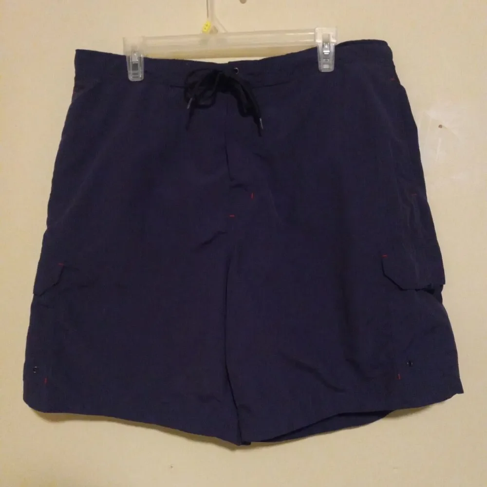 Lands End Cargo Swim Trunks-X-Large (40-42)-Elastic Waistband-Brief Liner-Pocket